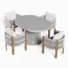 5 Pieces Extendable Outdoor Dining Set & Round Dining Table with 4 Woven Armchairs