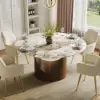 Halven 53" Sintered Stone Round Dining Table with Stainless Base Seats 4-6 People