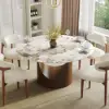 Halven 53" Sintered Stone Round Dining Table with Stainless Base Seats 4-6 People
