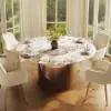 Halven 53" Sintered Stone Round Dining Table with Stainless Base Seats 4-6 People