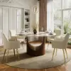Halven 53" Sintered Stone Round Dining Table with Stainless Base Seats 4-6 People