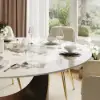 Halven 53" Sintered Stone Round Dining Table with Stainless Base Seats 4-6 People