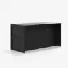 Arune 180cm Modern Black Kitchen Island with Glass Doors, LED Light Strip， Ample Storage
