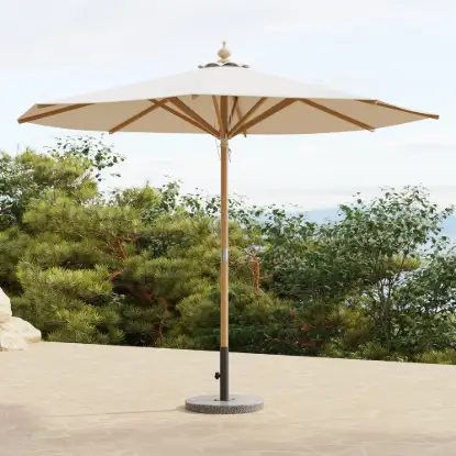 Tevara Sun Shades Central Pillar Umbrellas in White for Outdoor Patio