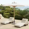 Tevara Sun Shades Central Pillar Umbrellas in White for Outdoor Patio