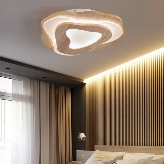 Nordic Oak Wood Flush Mount LED Irregular Shape Ceiling Light