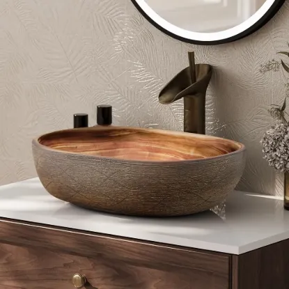 480mm Oval Ceramic Bathroom Sink – Matte Glazed Vessel Sink
