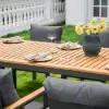 Tevara 8 Pieces Rectangle Wood & Aluminium Outdoor Patio Dining Set with Central Pillar Umbrella