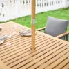 Tevara 8 Pieces Rectangle Wood & Aluminium Outdoor Patio Dining Set with Central Pillar Umbrella