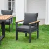 Tevara 8 Pieces Rectangle Wood & Aluminium Outdoor Patio Dining Set with Central Pillar Umbrella