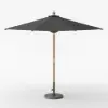 Tevara 8 Pieces Rectangle Wood & Aluminium Outdoor Patio Dining Set with Central Pillar Umbrella