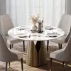 120 cm Sintered Stone Round Dining Table with Carbon Steel Base Seats 2-4 People