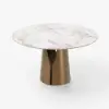 120 cm Sintered Stone Round Dining Table with Carbon Steel Base Seats 2-4 People