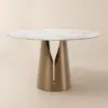 120 cm Sintered Stone Round Dining Table with Carbon Steel Base Seats 2-4 People