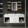 Modern 90 cm Floating Single Bathroom Vanity with Sink, Sintered Stone Top – White