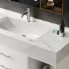 Modern 90 cm Floating Single Bathroom Vanity with Sink, Sintered Stone Top – White