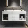 Modern 90 cm Floating Single Bathroom Vanity with Sink, Sintered Stone Top – White