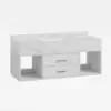 Modern 90 cm Floating Single Bathroom Vanity with Sink, Sintered Stone Top – White