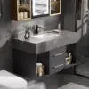 Modern 100 cm Floating Single Bathroom Vanity with Sink, Sintered Stone Top