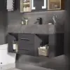 Modern 100 cm Floating Single Bathroom Vanity with Sink, Sintered Stone Top