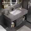 Modern 100 cm Floating Single Bathroom Vanity with Sink, Sintered Stone Top