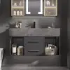 Modern 100 cm Floating Single Bathroom Vanity with Sink, Sintered Stone Top