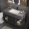 Modern 100 cm Floating Single Bathroom Vanity with Sink, Sintered Stone Top
