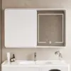 LED Medicine Cabinet Wall-mounted Bathroom Mirror Matte White 1200mm