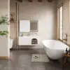 LED Medicine Cabinet Wall-mounted Bathroom Mirror Matte White 1200mm