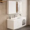 LED Medicine Cabinet Wall-mounted Bathroom Mirror Matte White 1200mm