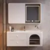LED Medicine Cabinet Wall-mounted Bathroom Mirror Matte White 1200mm