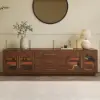 Arune 183 cm Arched Glass Doors TV Unit with Storage and LED – Walnut Stand