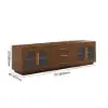 Arune 183 cm Arched Glass Doors TV Unit with Storage and LED – Walnut Stand