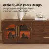 Arune 183 cm Arched Glass Doors TV Unit with Storage and LED – Walnut Stand