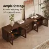Arune 183 cm Arched Glass Doors TV Unit with Storage and LED – Walnut Stand