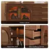 Arune 183 cm Arched Glass Doors TV Unit with Storage and LED – Walnut Stand
