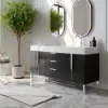 Aro 59" Freestanding Double Bathroom Vanity with Sink, Sintered Stone Top – Black – AUD-H1745