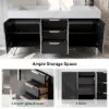 Aro 59" Freestanding Double Bathroom Vanity with Sink, Sintered Stone Top – Black – AUD-H1745