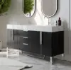 Aro 59" Freestanding Double Bathroom Vanity with Sink, Sintered Stone Top – Black – AUD-H1745