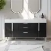 Aro 59" Freestanding Double Bathroom Vanity with Sink, Sintered Stone Top – Black – AUD-H1745