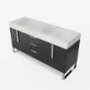 Aro 59" Freestanding Double Bathroom Vanity with Sink, Sintered Stone Top – Black – AUD-H1745