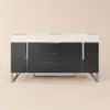 Aro 59" Freestanding Double Bathroom Vanity with Sink, Sintered Stone Top – Black – AUD-H1745