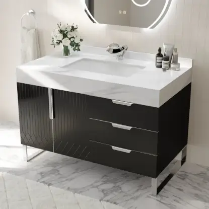 Picture of Aro 35-inch Freestanding Single Bathroom Vanity with Sink, Sintered Stone Top – Black – AUD-H1746