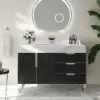 Aro 35-inch Freestanding Single Bathroom Vanity with Sink, Sintered Stone Top – Black – AUD-H1746