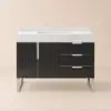 Aro 35-inch Freestanding Single Bathroom Vanity with Sink, Sintered Stone Top – Black – AUD-H1746
