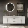 Aro 150 cm Floating Double Bathroom Vanity with Sink, Sintered Stone Top – White – Series
