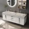 Aro 150 cm Floating Double Bathroom Vanity with Sink, Sintered Stone Top – White – Series