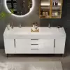 Aro 59" Freestanding Double Bathroom Vanity with Sink, Sintered Stone Top – White – Series Sinks
