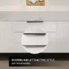 Aro 59" Freestanding Double Bathroom Vanity with Sink, Sintered Stone Top – White – Series Sinks