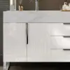 Aro 59" Freestanding Double Bathroom Vanity with Sink, Sintered Stone Top – White – Series Sinks